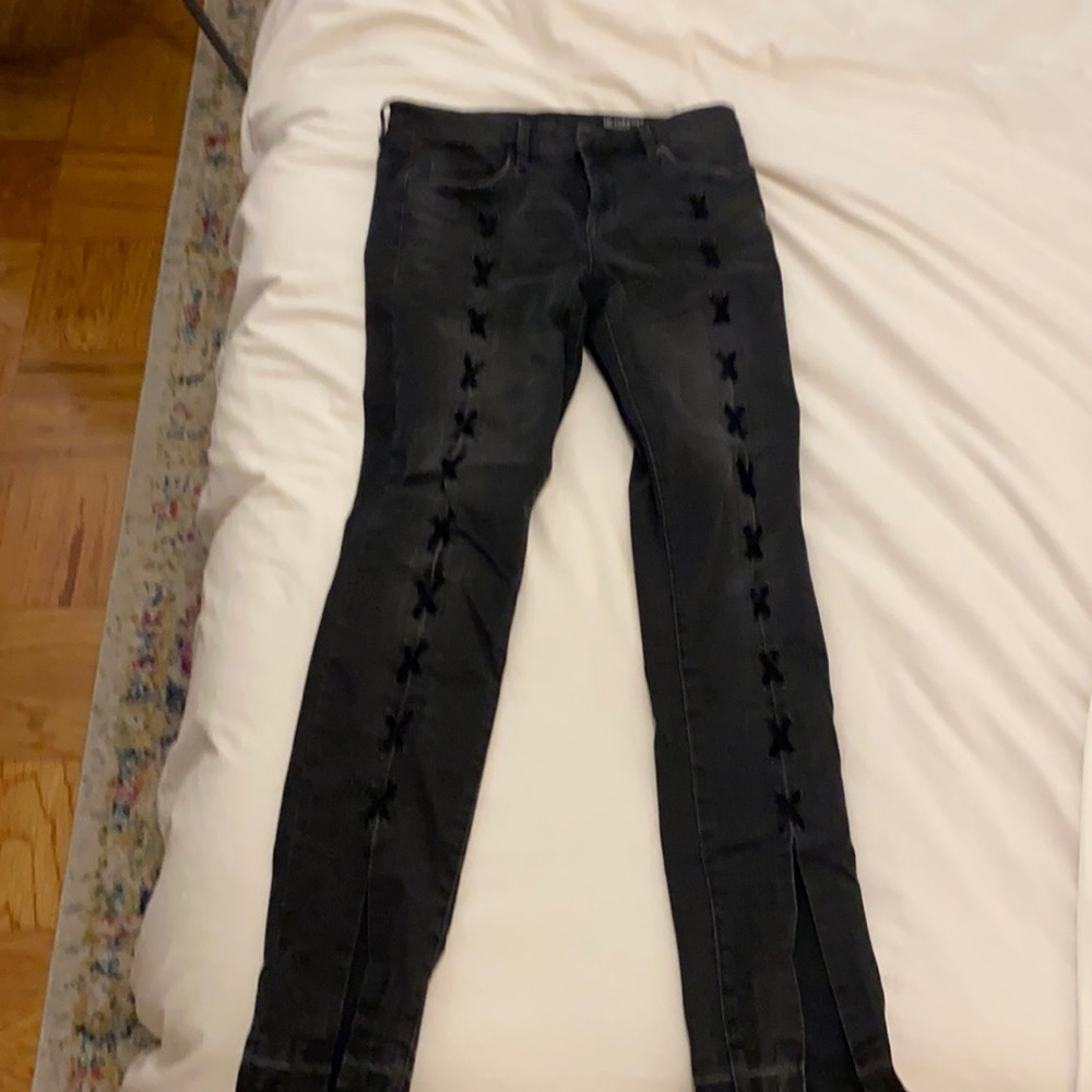 Black lace up jeans